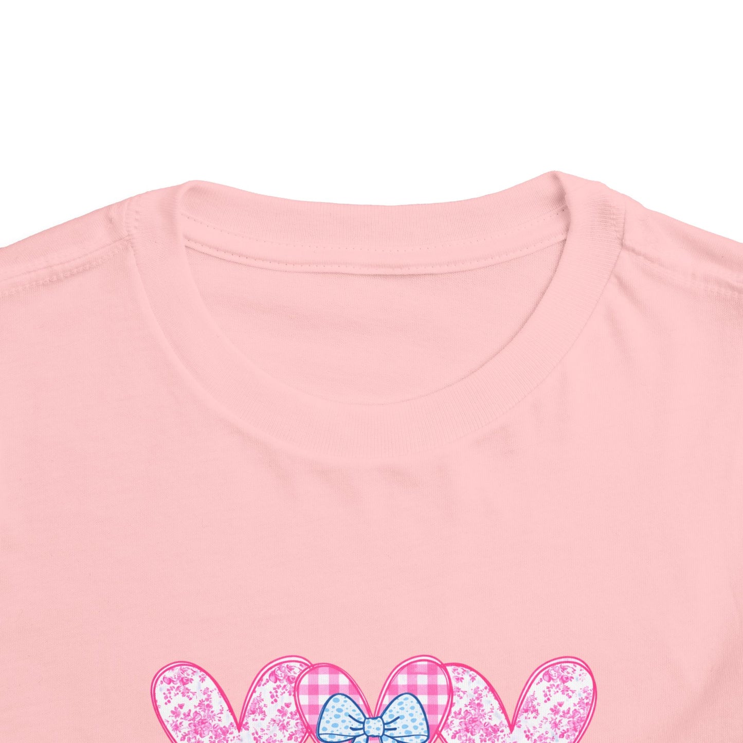 Personalized Toddler Tee — Pink Heart Bow Name "Rhylinn"