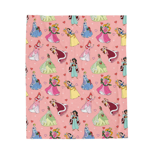 Princess Pattern Plush Blanket — Soft Velveteen Throw for Kids