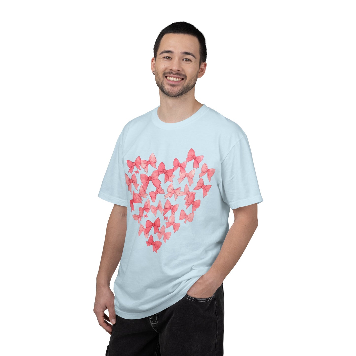 Butterfly Heart T-Shirt — Pink Watercolor Bow Heart Tee