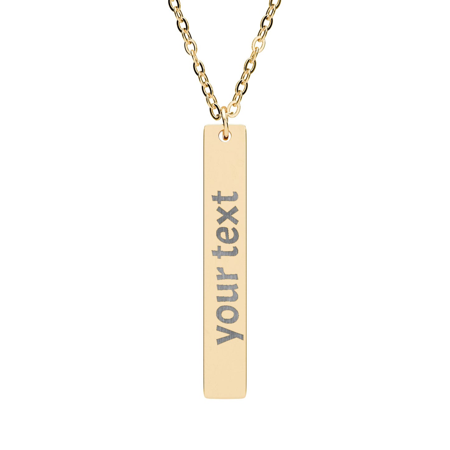 Engravable Vertical Bar Necklace — Personalized Name or Message Pendant