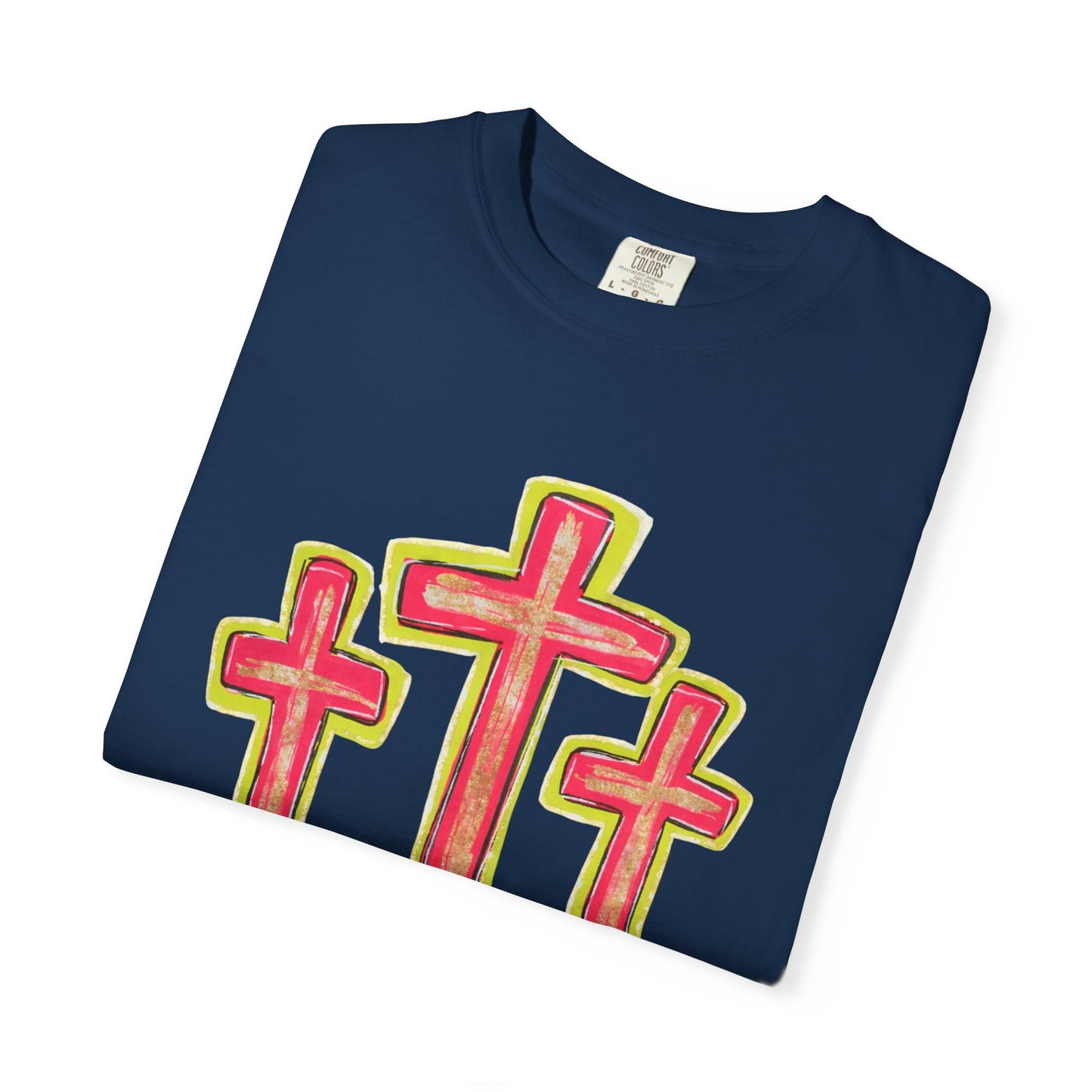Christian Cross T-Shirt — Pink Triple Cross Graphic Tee
