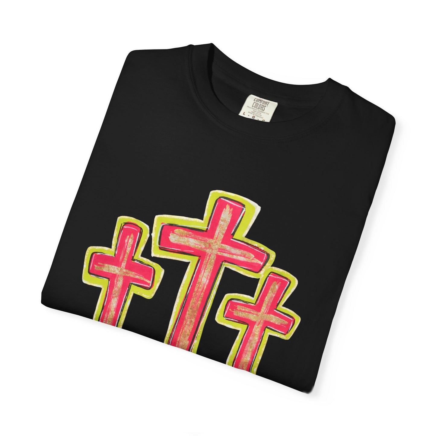 Christian Cross T-Shirt — Pink Triple Cross Graphic Tee