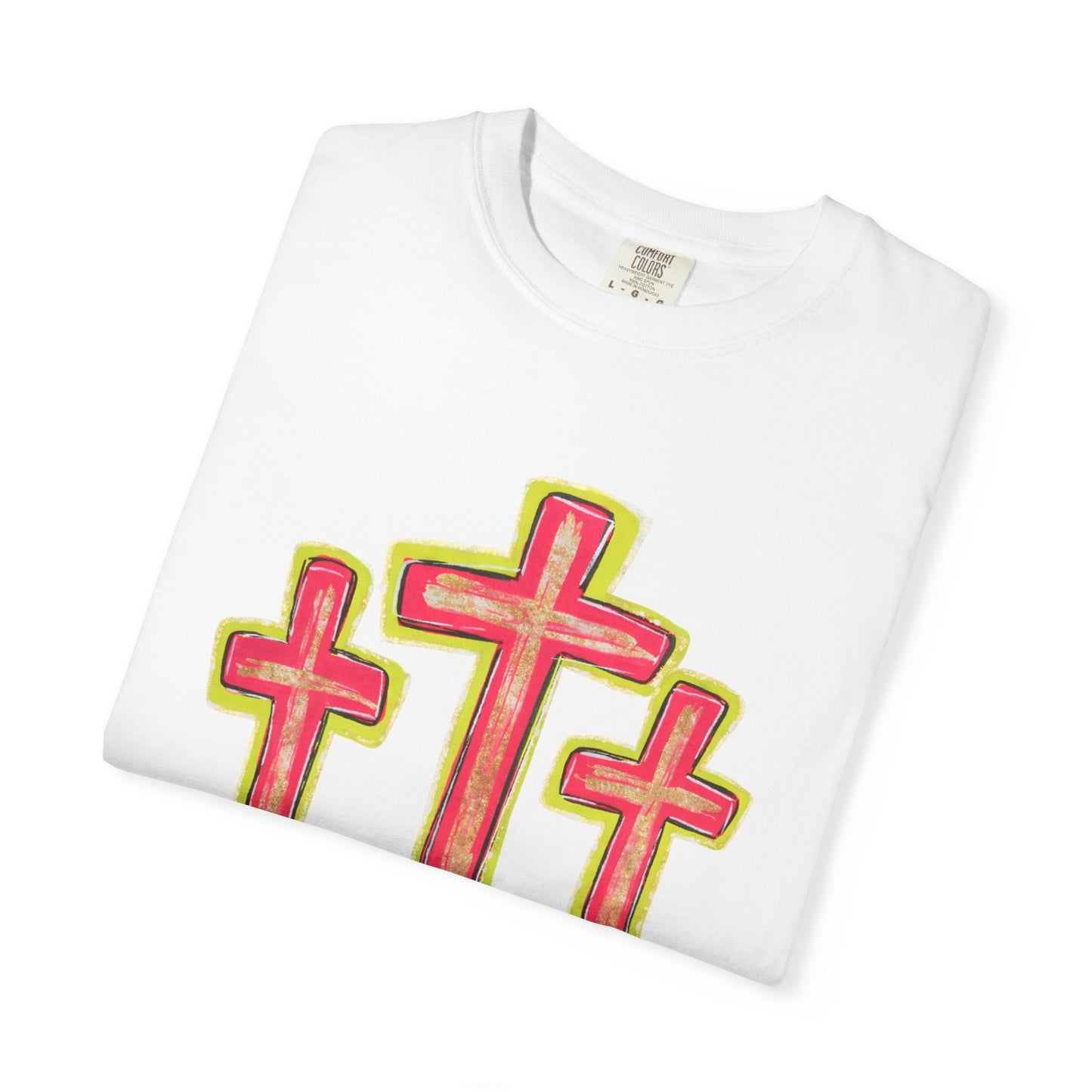 Christian Cross T-Shirt — Pink Triple Cross Graphic Tee