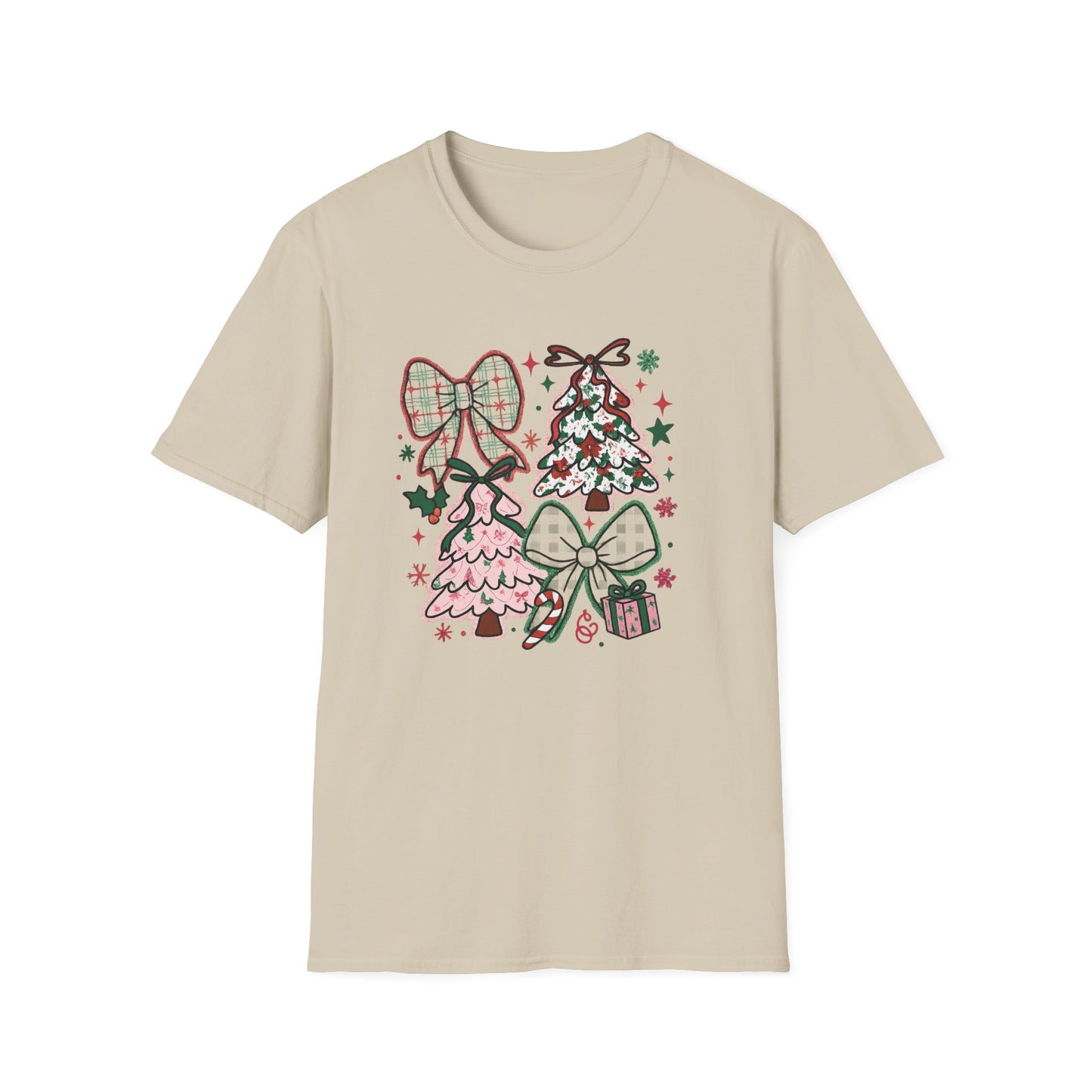 Christmas Tree Trio T-Shirt — Pink & Green Holiday Gift Tee
