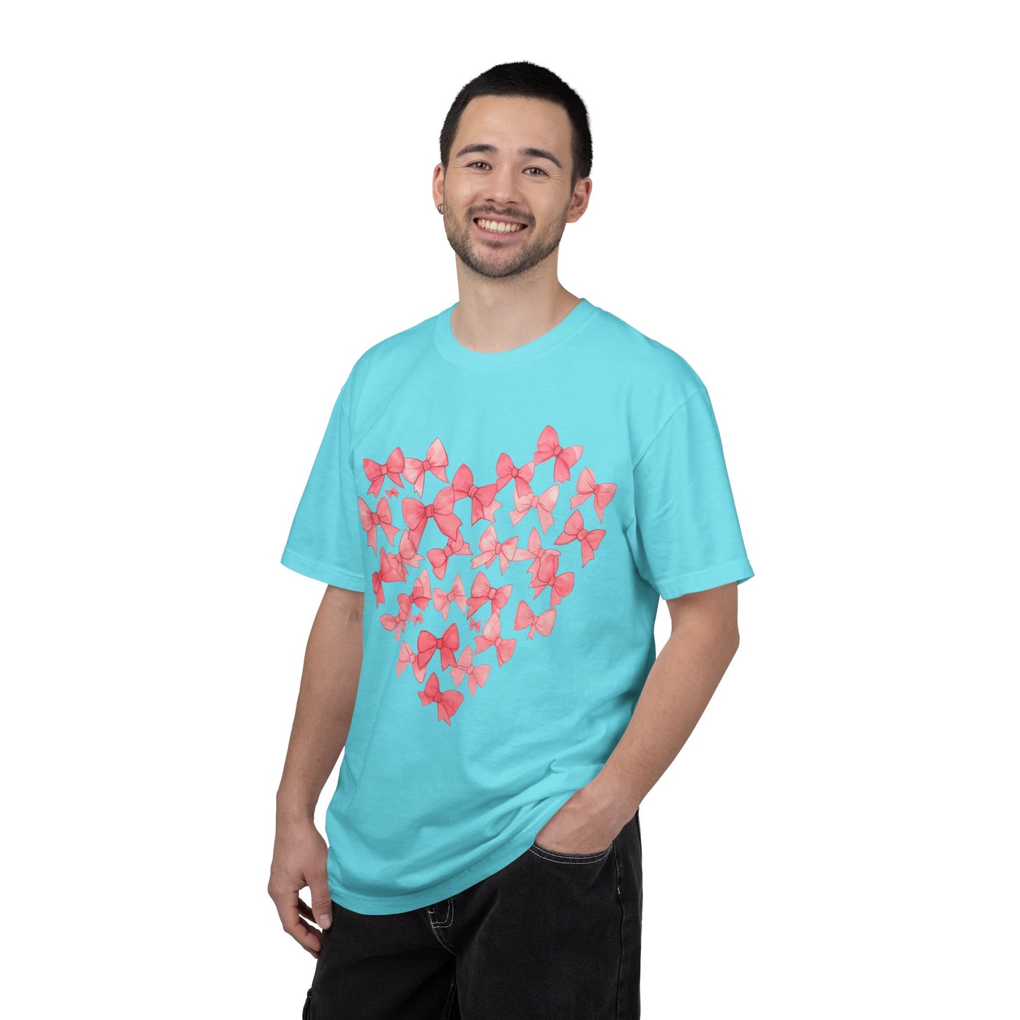 Butterfly Heart T-Shirt — Pink Watercolor Bow Heart Tee