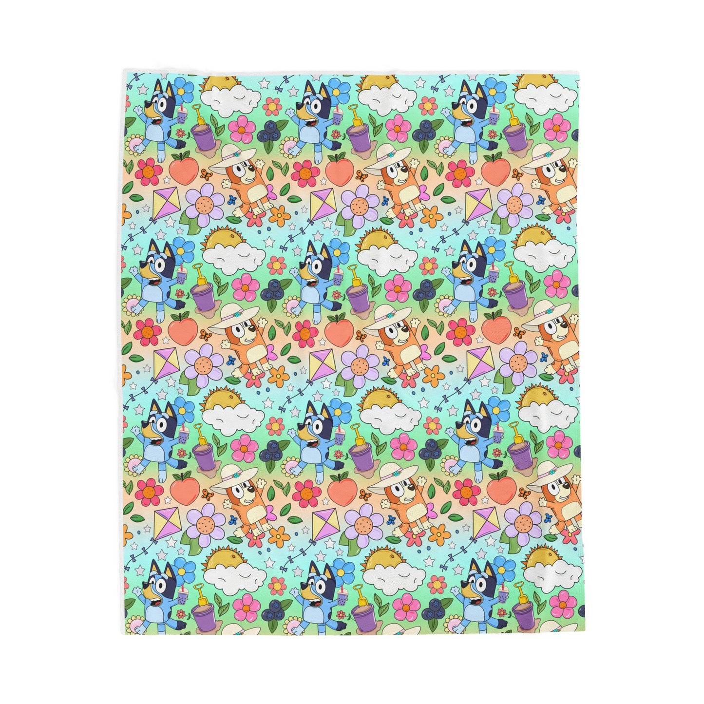 Velveteen Plush Blanket- Blue dogs