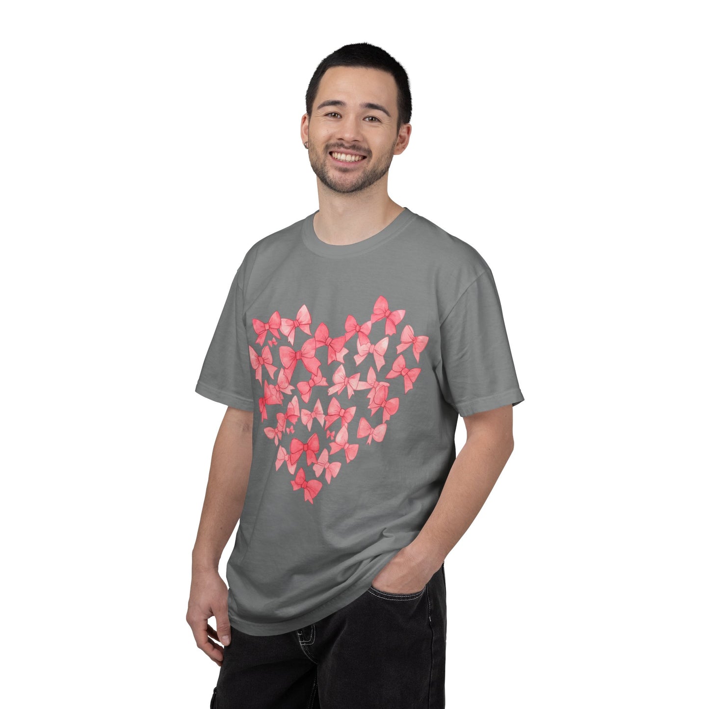 Butterfly Heart T-Shirt — Pink Watercolor Bow Heart Tee
