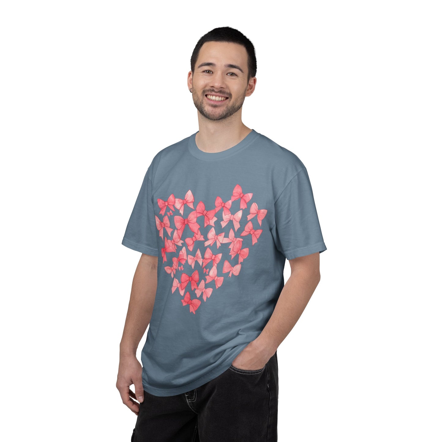 Butterfly Heart T-Shirt — Pink Watercolor Bow Heart Tee