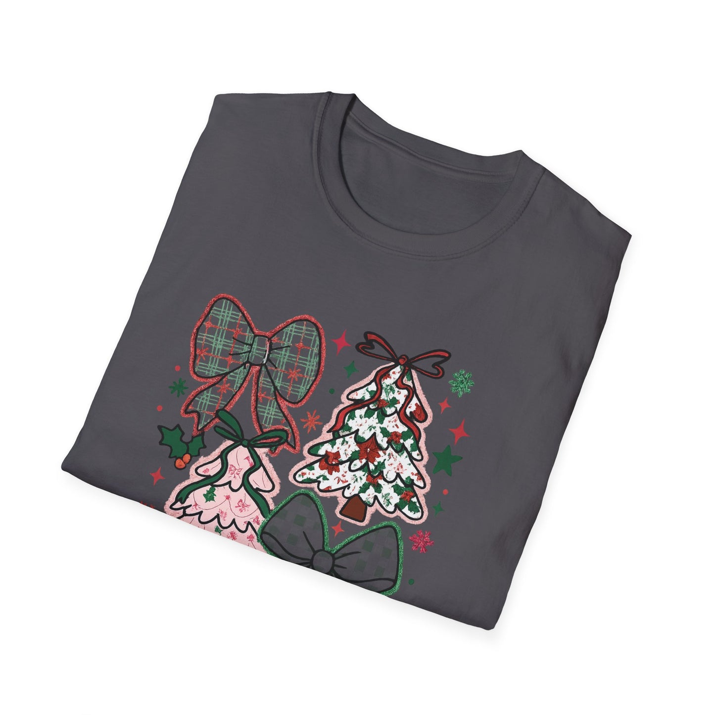 Christmas Tree Trio T-Shirt — Pink & Green Holiday Gift Tee