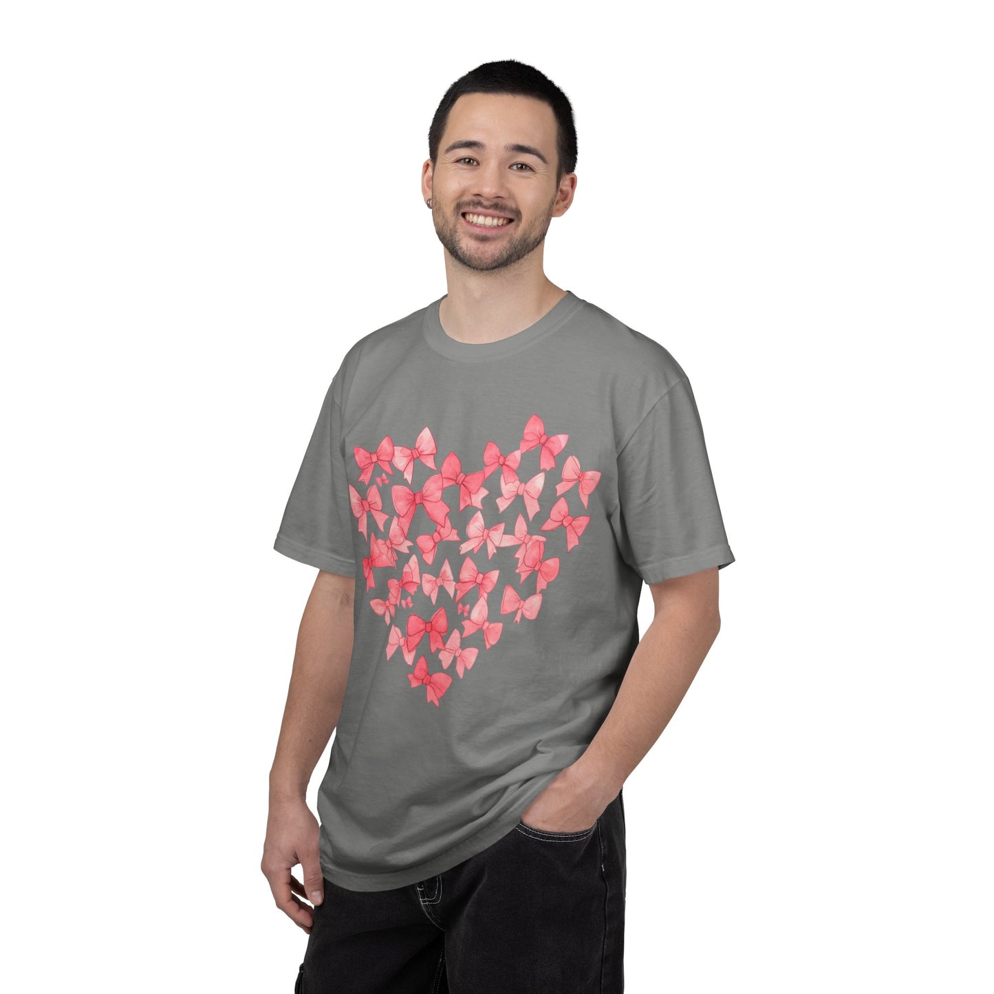 Butterfly Heart T-Shirt — Pink Watercolor Bow Heart Tee