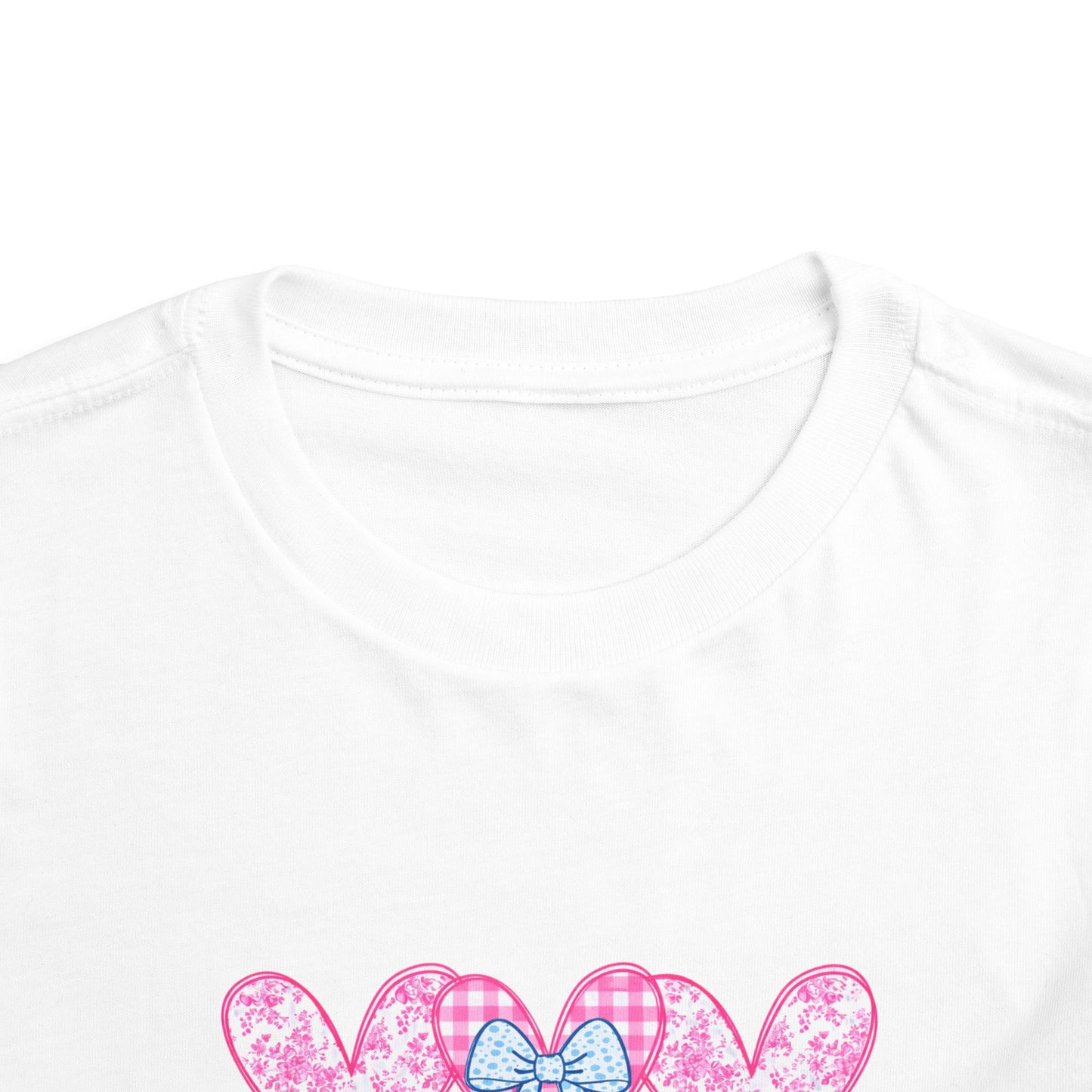 Personalized Toddler Tee — Pink Heart Bow Name "Rhylinn"