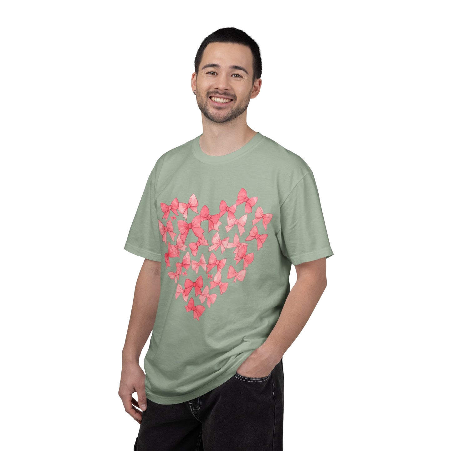 Butterfly Heart T-Shirt — Pink Watercolor Bow Heart Tee