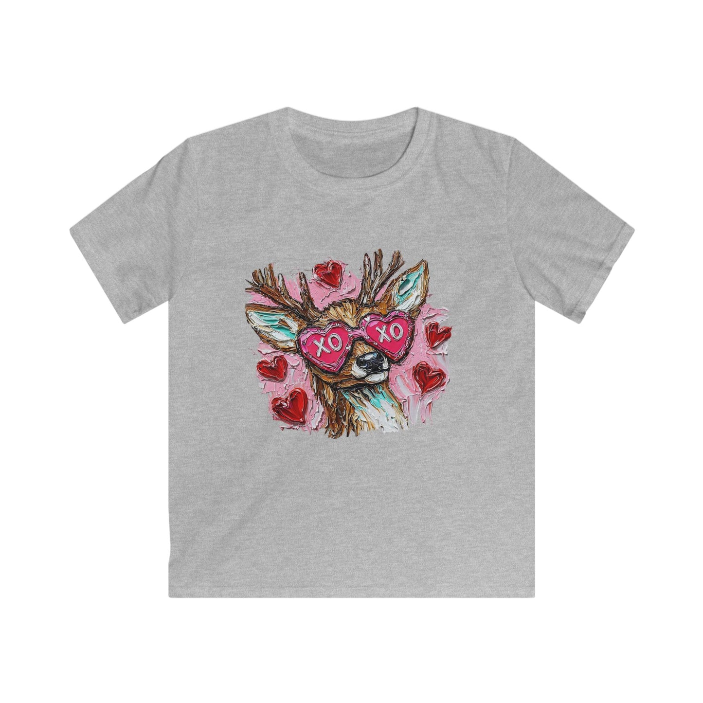 Kids Tee — Cute Deer with 'XO XO' Heart Sunglasses (Valentine's Day Kids T-Shirt)