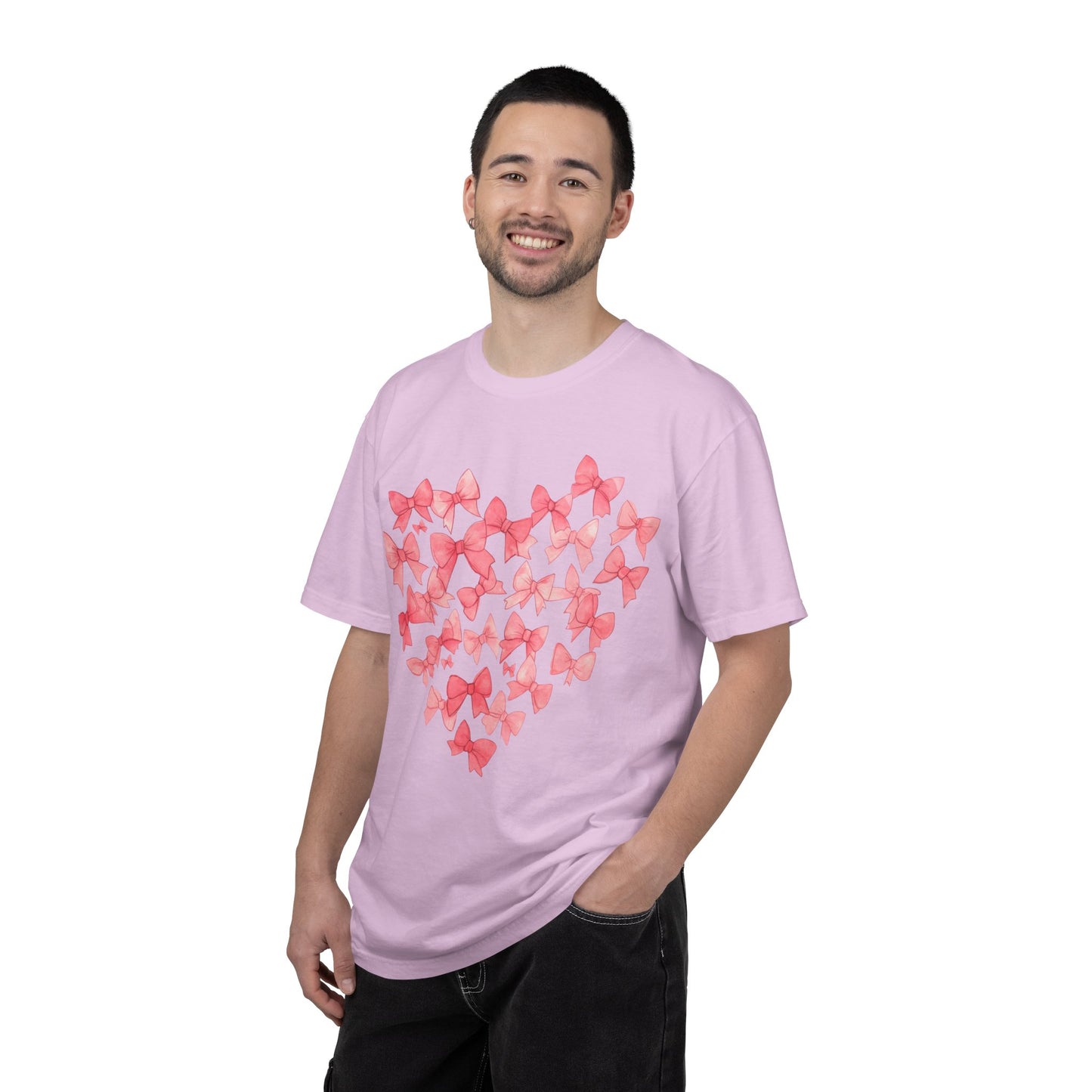 Butterfly Heart T-Shirt — Pink Watercolor Bow Heart Tee