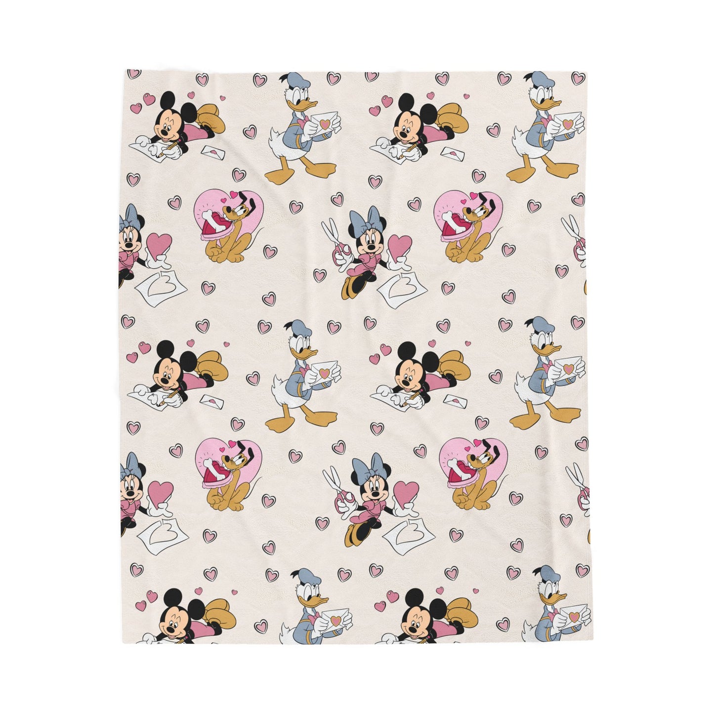 Mickey & Minnie Valentine Plush Blanket — Disney Cozy Velveteen Throw