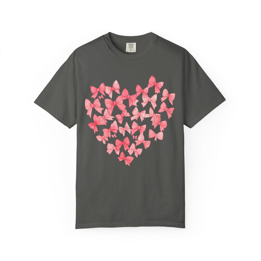 Butterfly Heart T-Shirt — Pink Watercolor Bow Heart Tee