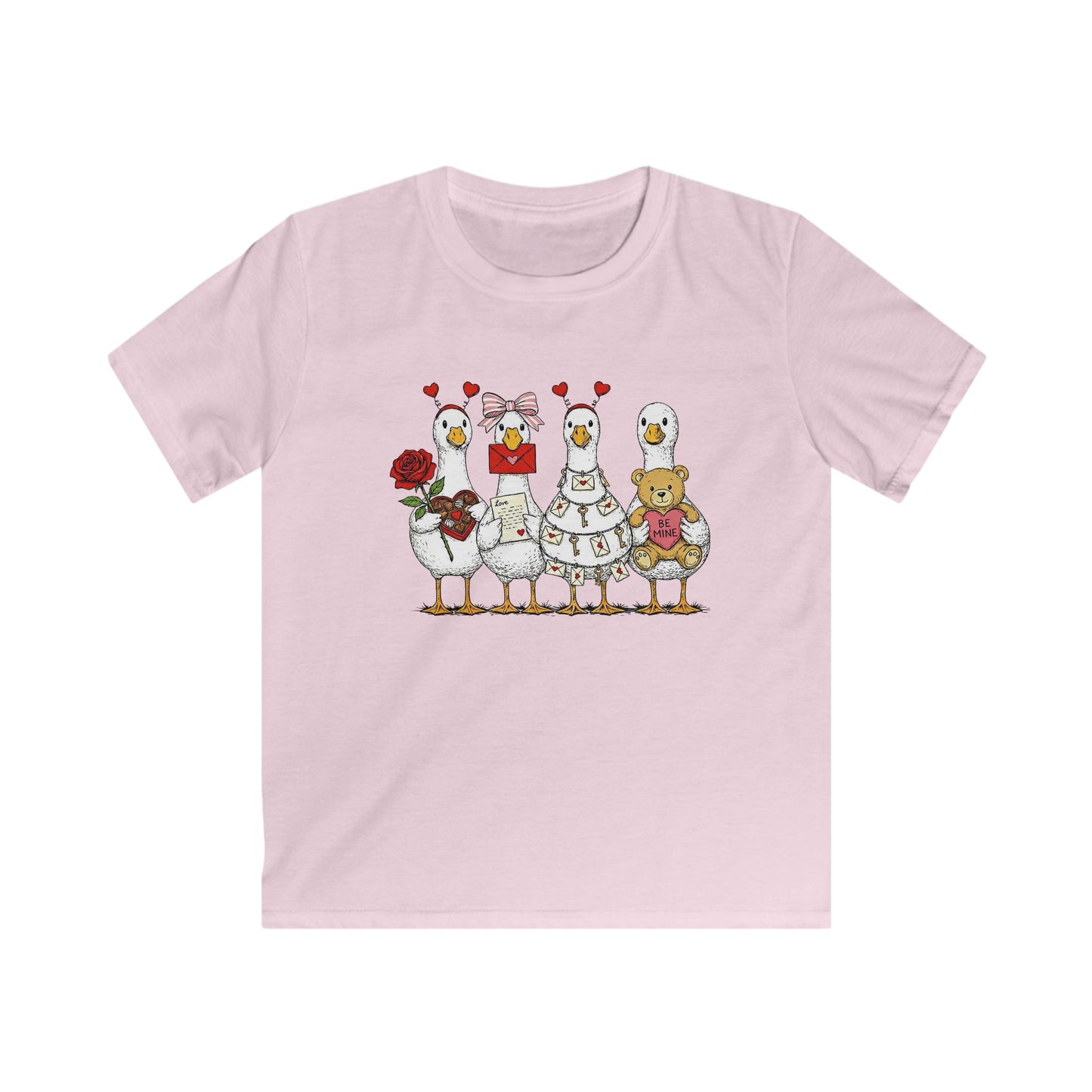 Kids Tee — Cute Duck Family with Flowers & Teddy Kids Shirt
