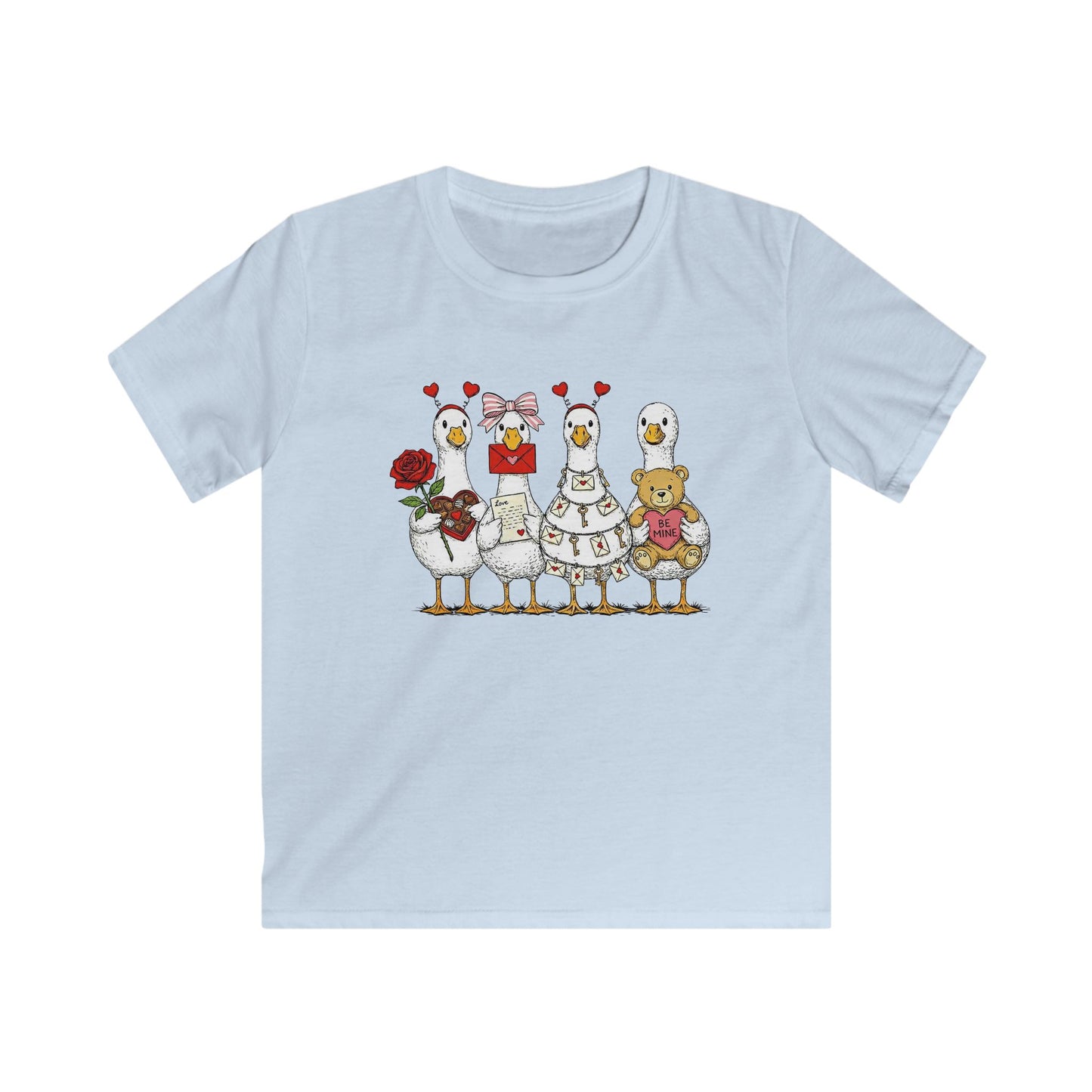 Kids Tee — Cute Duck Family with Flowers & Teddy Kids Shirt