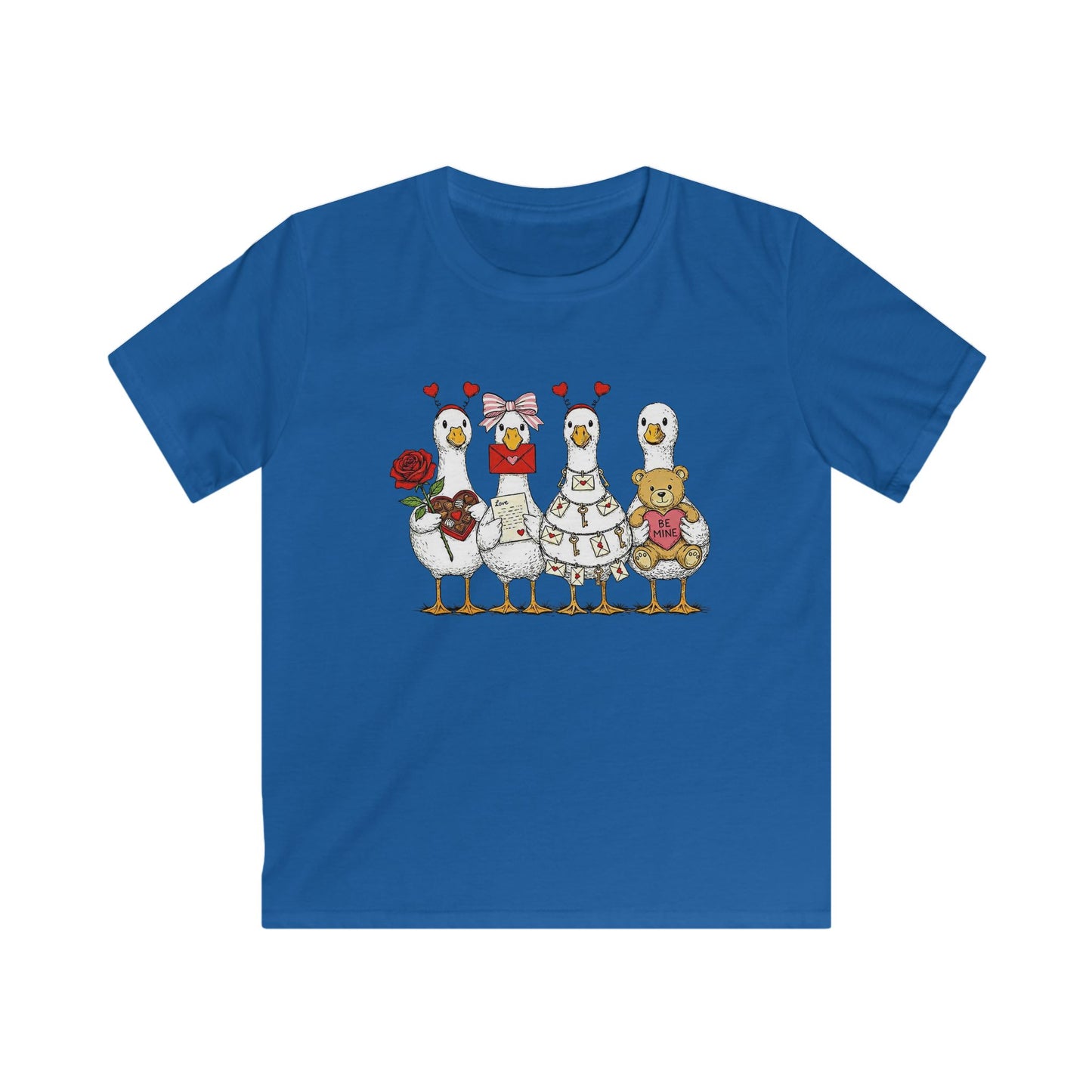Kids Tee — Cute Duck Family with Flowers & Teddy Kids Shirt