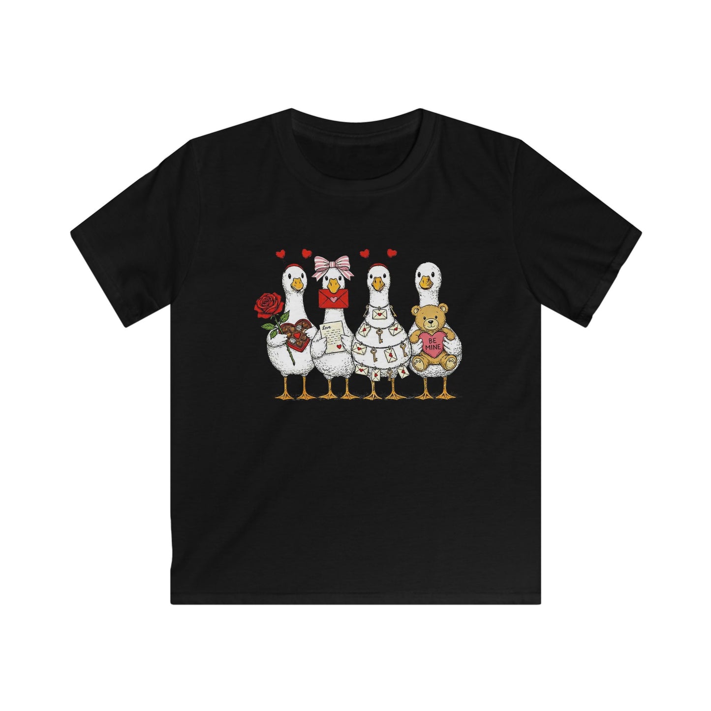 Kids Tee — Cute Duck Family with Flowers & Teddy Kids Shirt
