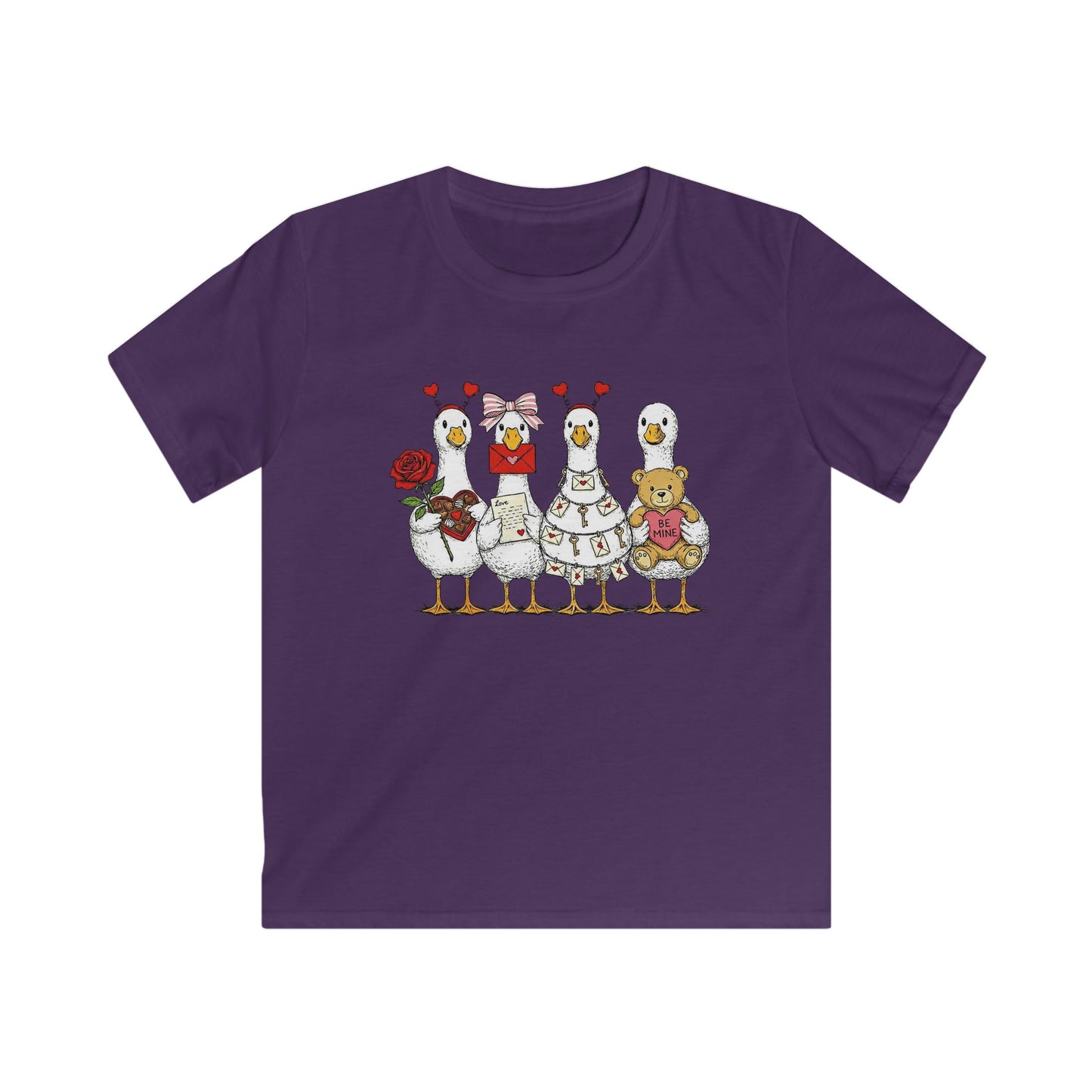 Kids Tee — Cute Duck Family with Flowers & Teddy Kids Shirt