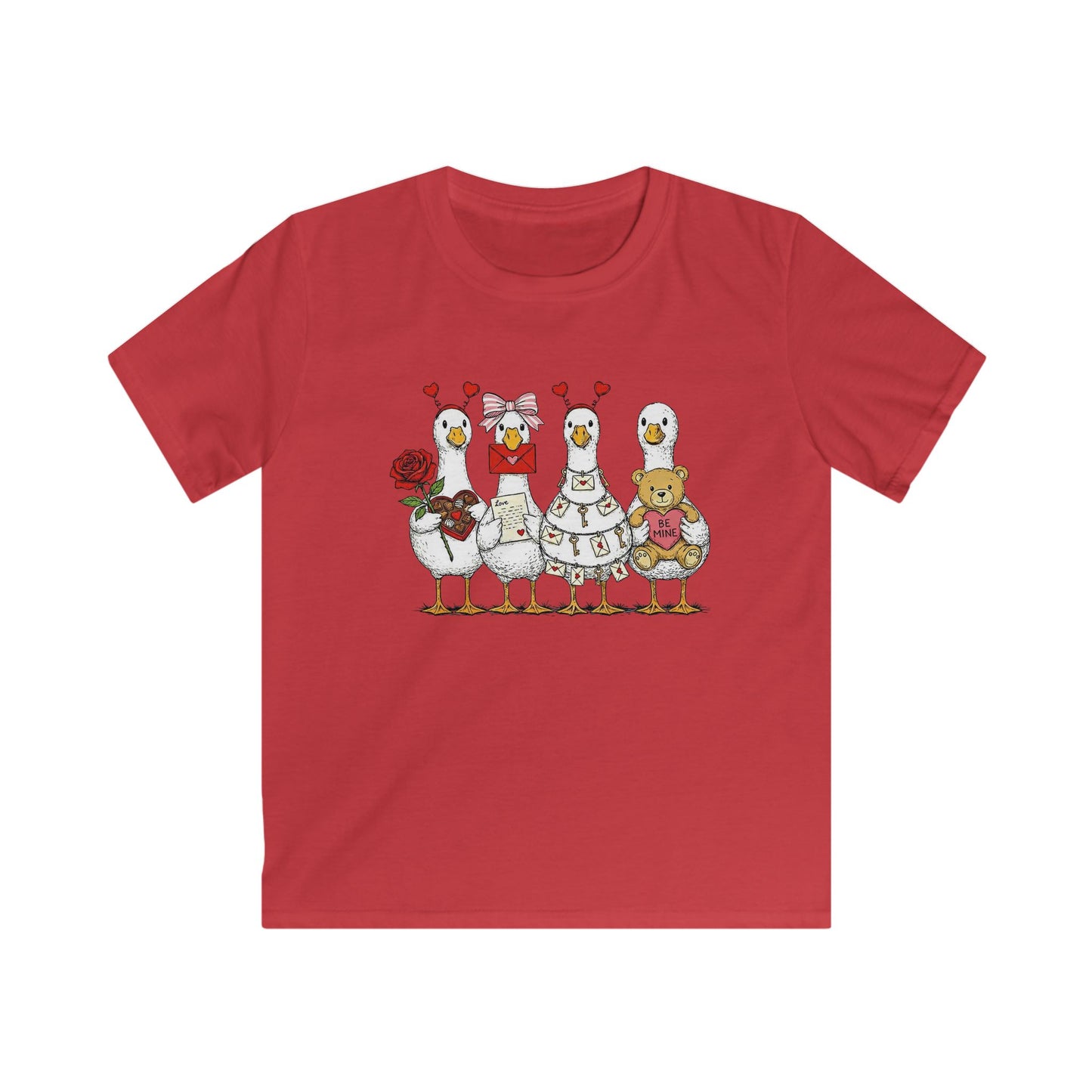 Kids Tee — Cute Duck Family with Flowers & Teddy Kids Shirt