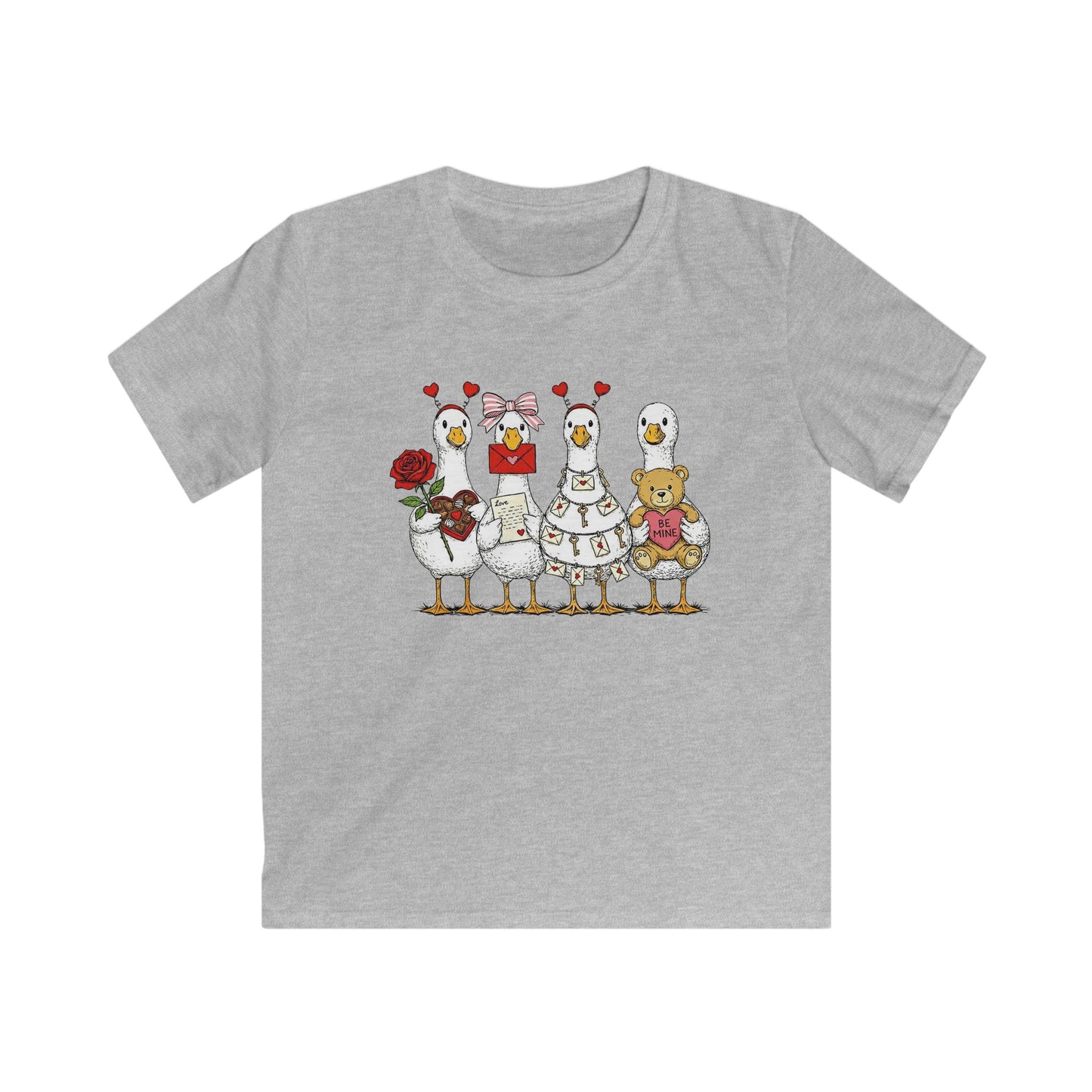 Kids Tee — Cute Duck Family with Flowers & Teddy Kids Shirt