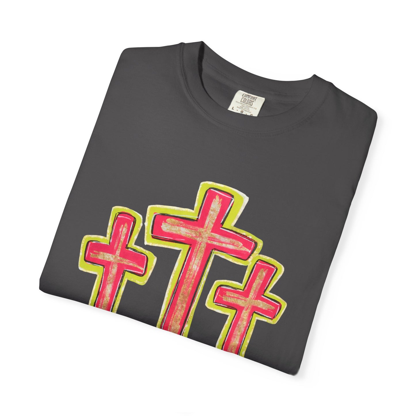 Christian Cross T-Shirt — Pink Triple Cross Graphic Tee