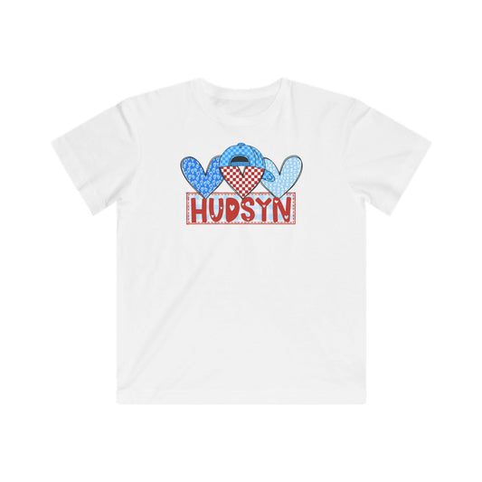 Kids Patriotic Heart Tee — 'Hudsyn' Red, White & Blue Graphic