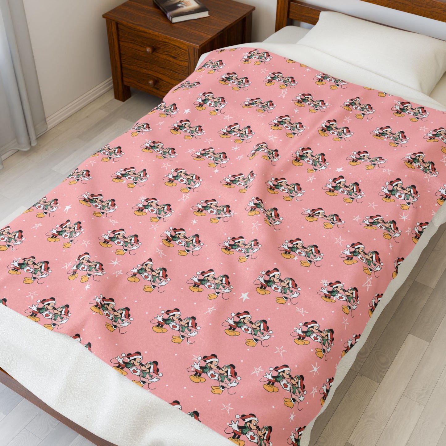 Velveteen Plush Blanket - Cute Pink Floral Dog Pattern Cozy Throw for Kids & Pet Lovers