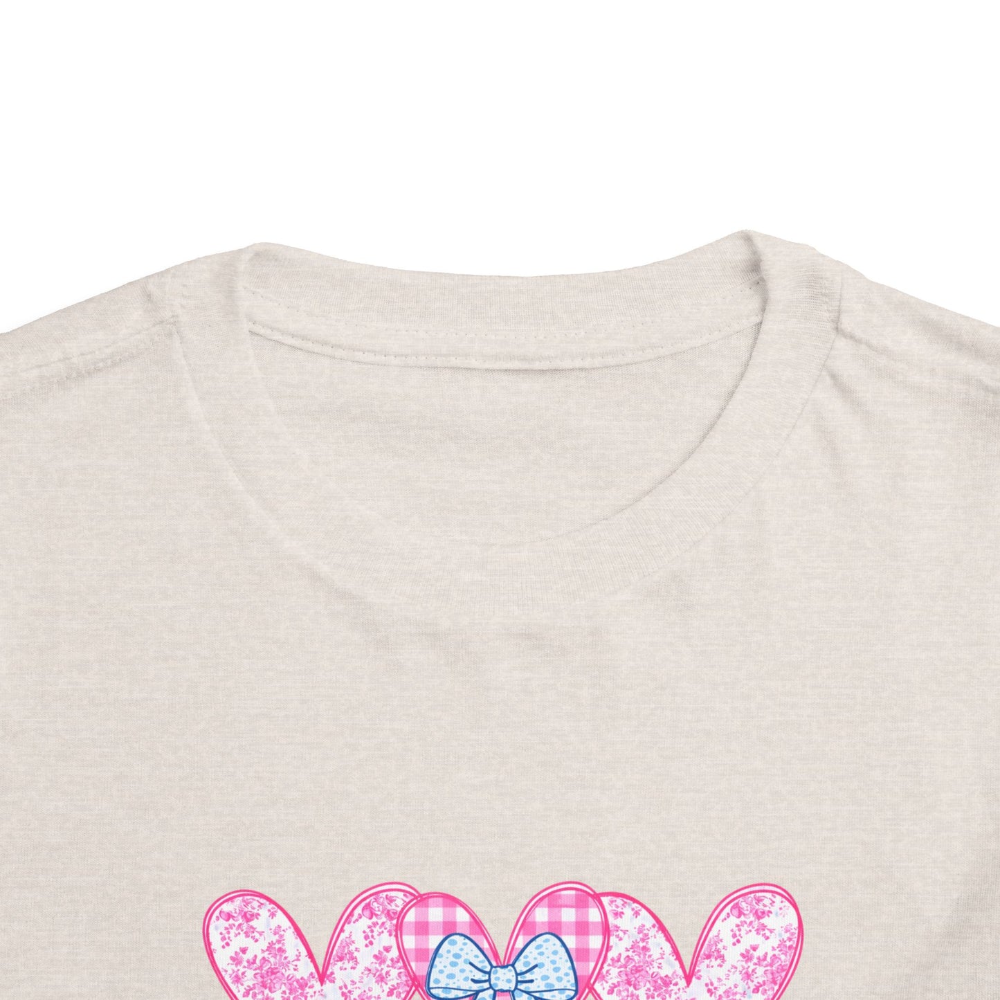 Personalized Toddler Tee — Pink Heart Bow Name "Rhylinn"