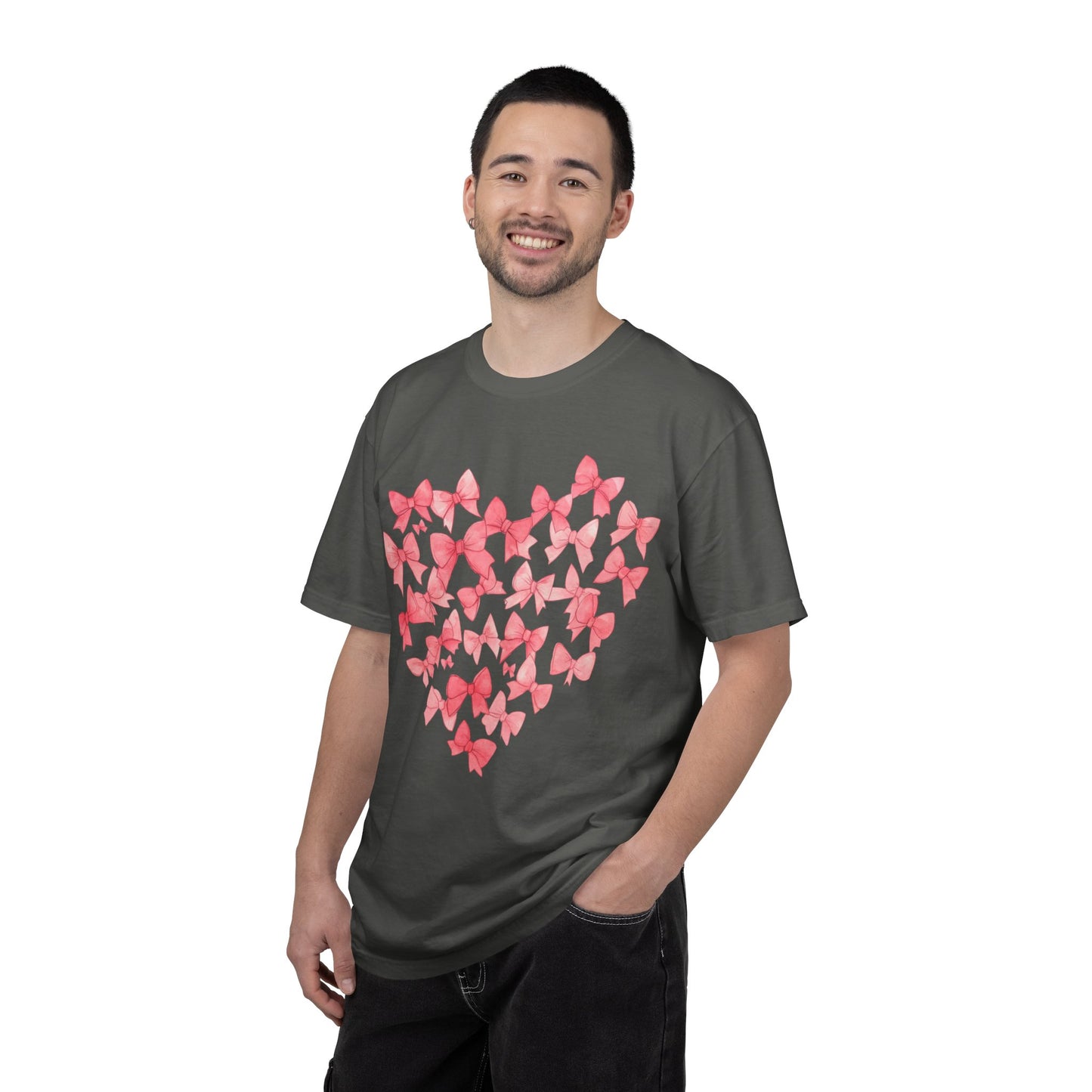 Butterfly Heart T-Shirt — Pink Watercolor Bow Heart Tee