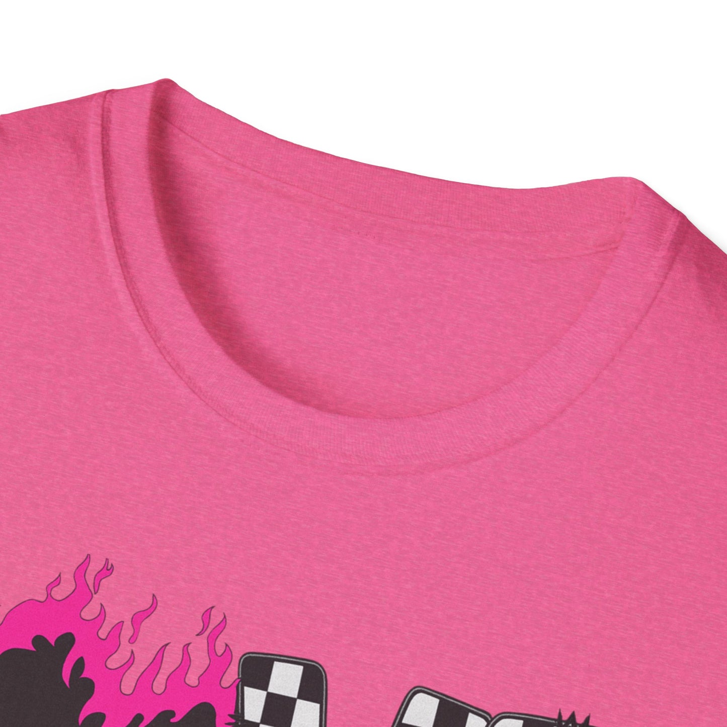 Love Checkerboard T-Shirt — Pink Flame Heart Graphic Tee