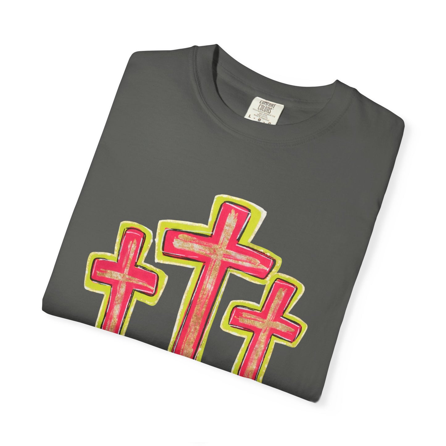 Christian Cross T-Shirt — Pink Triple Cross Graphic Tee